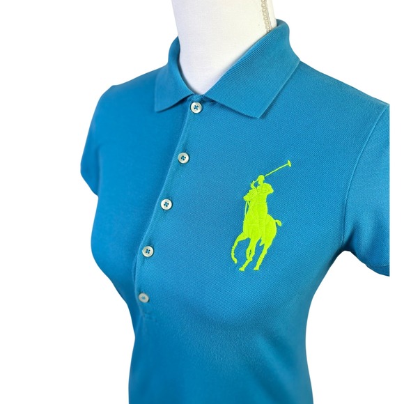 Ralph Lauren Polo Preppy Dress Neon Pony Logo Cotton Blend Casual Sporty Size S - Picture 2 of 4